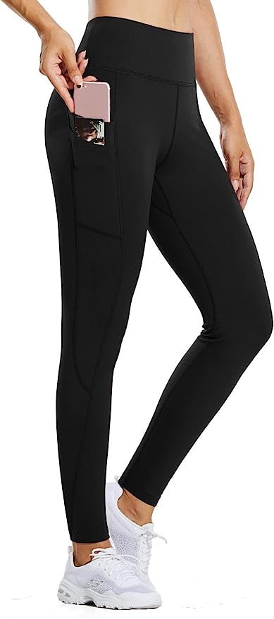 Zin BALEAF Women's Fleece Lined Water Resistant Legging High Waisted Thermal Winter Hiking Running Pants Pockets