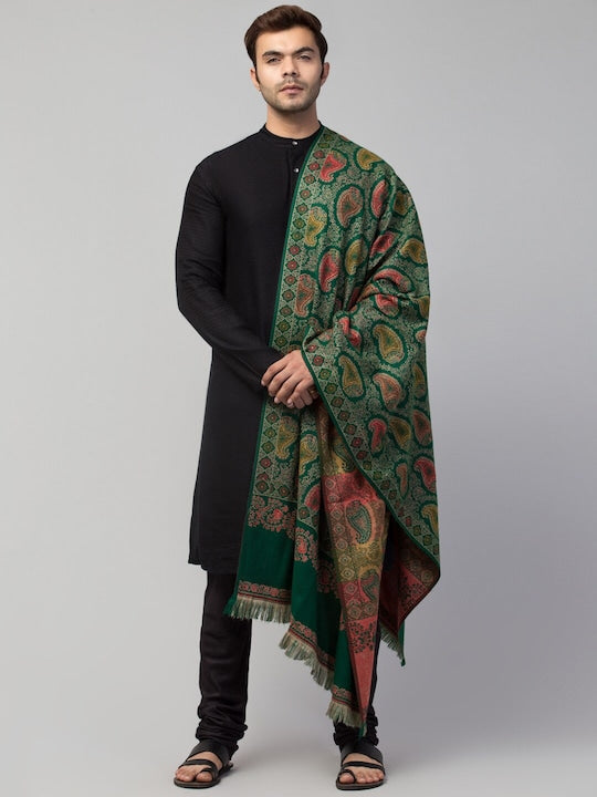 0P: Men Woven Paisely Design Wool Shawl